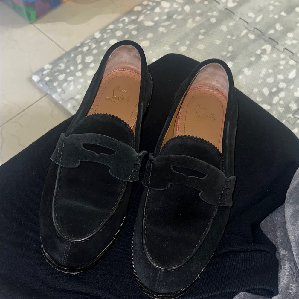 Black Louboutin Suede Men's Loafers
